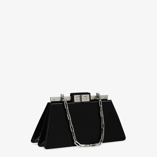 Peekaboo Cut Medium Black Leather Bag - Leather Women's Handbag - Bagsfits