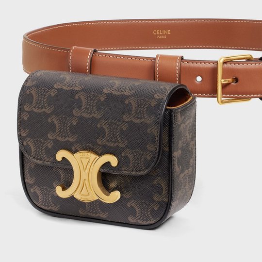 Belt Bag Triomphe Belt In Triomphe Canvas And Calfskin - Leather Women Belt