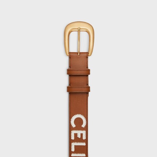Large Western Belt In Vintage Calfskin With Embroidery - Leather Women Belt