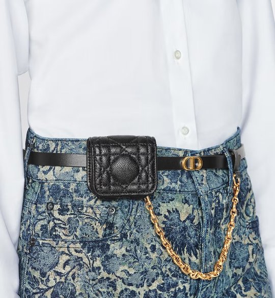 Black Caro Belt With Removable Pouch - Leather Women Belt
