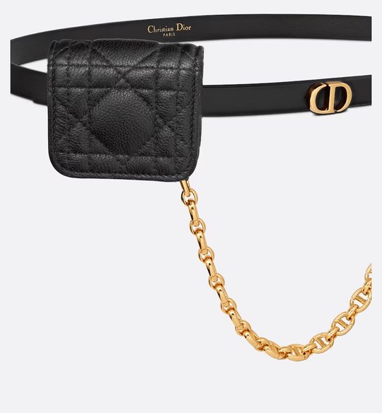 Black Caro Belt With Removable Pouch - Leather Women Belt