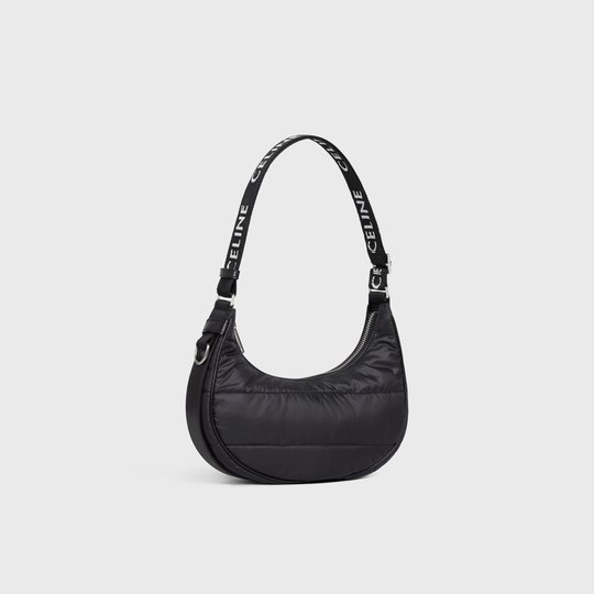 Black Medium Ava Bag With Celine Strap In Quilted Nylon - Leather Women's Handbag - Bagsfits