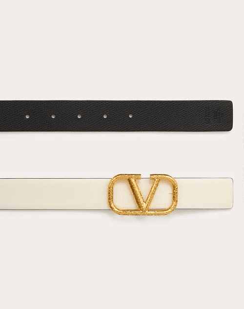Reversible Vlogo Signature Belt In Grainy Calfskin 30MM - Leather Women's Belts - Bagsfits