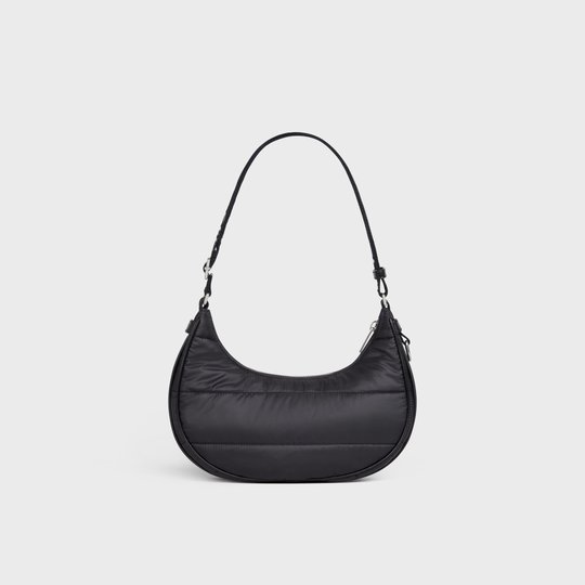 Black Medium Ava Bag With Celine Strap In Quilted Nylon - Leather Women's Handbag - Bagsfits