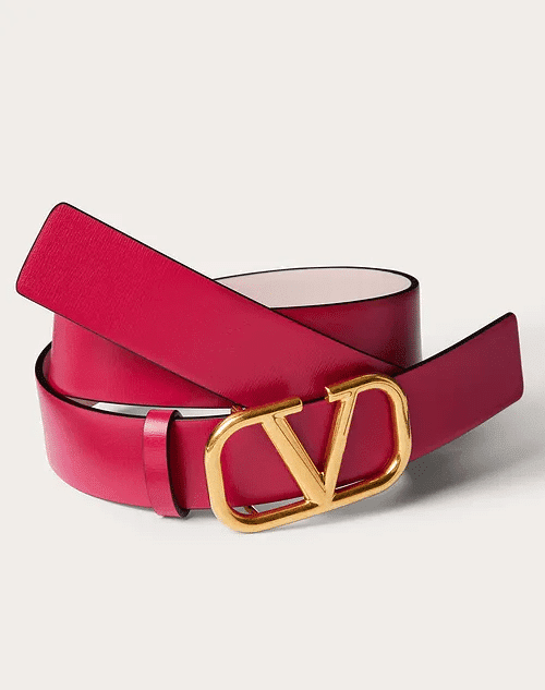 Reversible Vlogo Signature Belt In Shiny Calfskin 30MM - Leather Women's Belts - Bagsfits