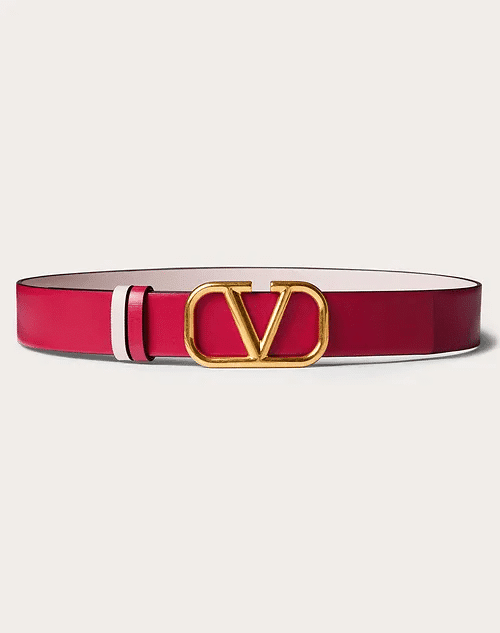 Reversible Vlogo Signature Belt In Shiny Calfskin 30MM - Leather Women's Belts - Bagsfits