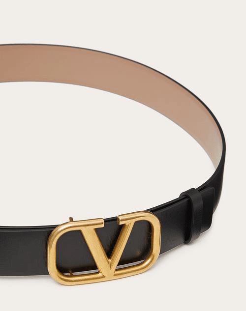 Reversible Vlogo Signature Belt In Shiny Calfskin 30MM - Leather Women's Belts - Bagsfits