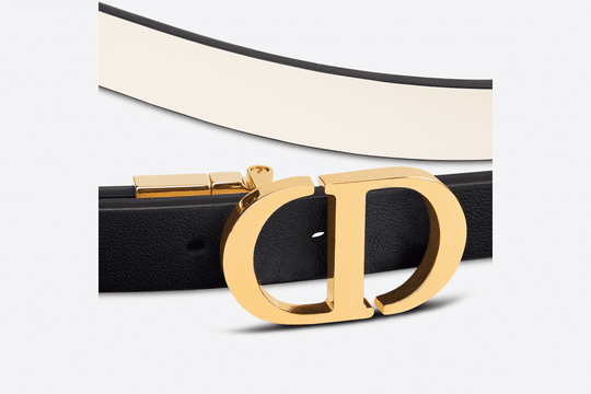 Black And Latte Smooth Calfskin 30 Montaigne Reversible Belt - Leather Women's Belts - Bagsfits