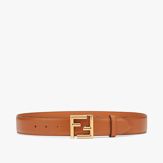 Natural Coloured Leather Belt With Loop And FF Stud Buckle - Leather Women's Belts - Bagsfits