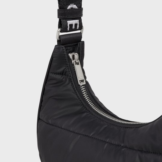 Black Medium Ava Bag With Celine Strap In Quilted Nylon - Leather Women's Handbag - Bagsfits