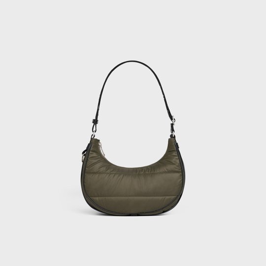 Khaki Medium Ava Bag With Celine Strap In Quilted Nylon - Leather Women's Handbag - Bagsfits