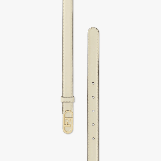 White Leather Belt Narrow Belt With Loop And O’Lock Stud Buckle - Leather Women's Belts - Bagsfits