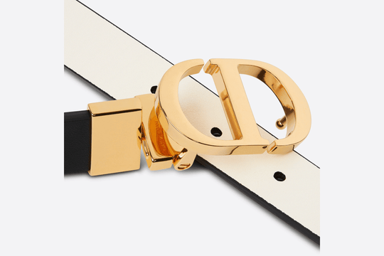 Black And Latte Smooth Calfskin 30 Montaigne Reversible Belt - Leather Women's Belts - Bagsfits