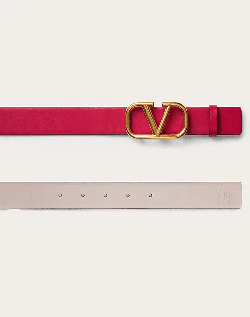 Reversible Vlogo Signature Belt In Shiny Calfskin 30MM - Leather Women's Belts - Bagsfits
