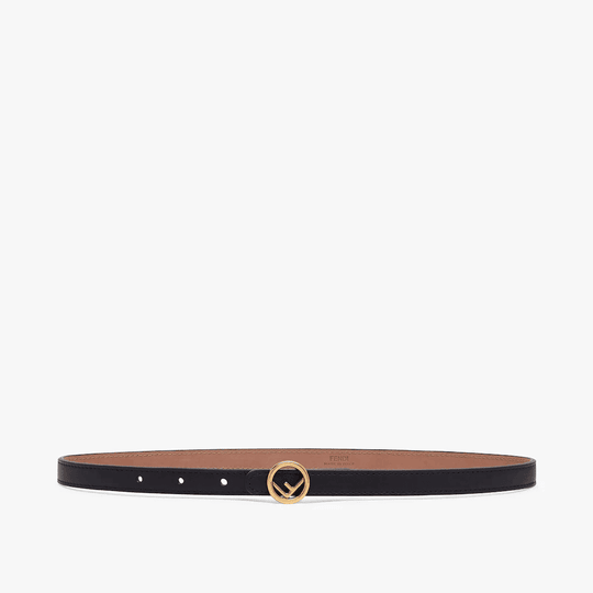 Black Leather Slim Belt With Round Buckle - Leather Women's Belts - Bagsfits