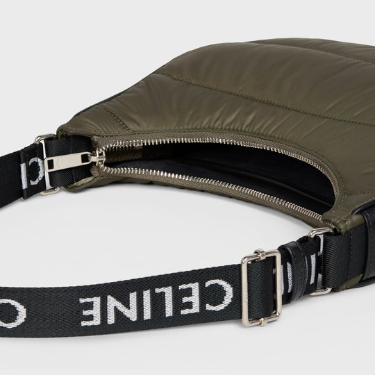 Khaki Medium Ava Bag With Celine Strap In Quilted Nylon - Leather Women's Handbag - Bagsfits