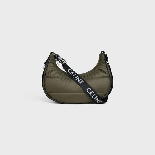 Khaki Medium Ava Bag With Celine Strap In Quilted Nylon - Leather Women's Handbag - Bagsfits