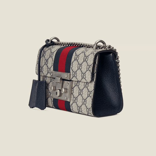 Beige & Blue GG Padlock Small Shoulder Bag - Leather Women's Handbag - Bagsfits