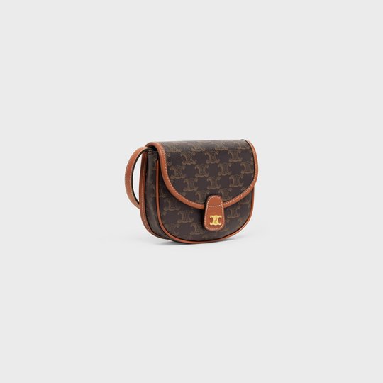 Tan Mini Besace In Triomphe Canvas And Calfskin - Leather Women's Handbag - Bagsfits