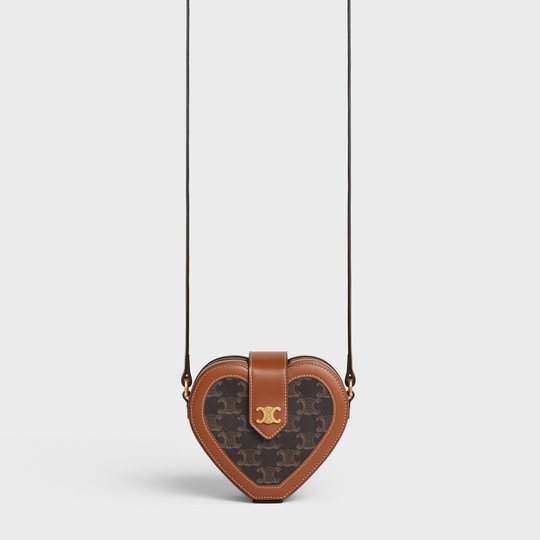 Tan Heart Tambour In Triomphe Canvas And Calfskin - Leather Women's Handbag - Bagsfits