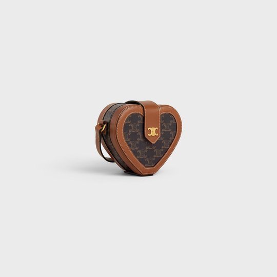 Tan Heart Tambour In Triomphe Canvas And Calfskin - Leather Women's Handbag - Bagsfits