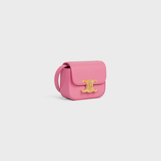 Flamingo Mini Triomphe In Shiny Calfskin - Leather Women's Handbag - Bagsfits