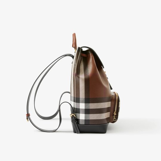 Check and Leather Backpack - Leather Women's Backpack - Bagsfits
