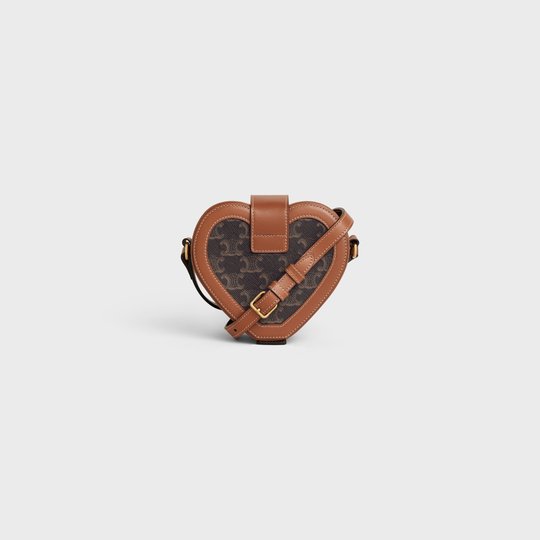 Tan Heart Tambour In Triomphe Canvas And Calfskin - Leather Women's Handbag - Bagsfits