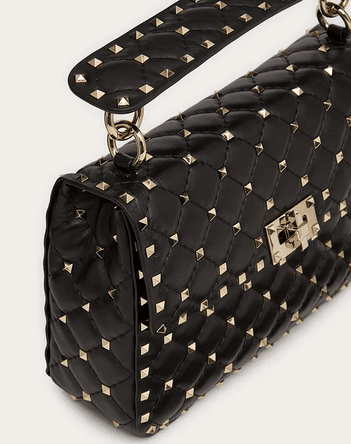 Medium Rockstud Spike Nappa Leather Bag - Leather Women's Handbag - Bagsfits