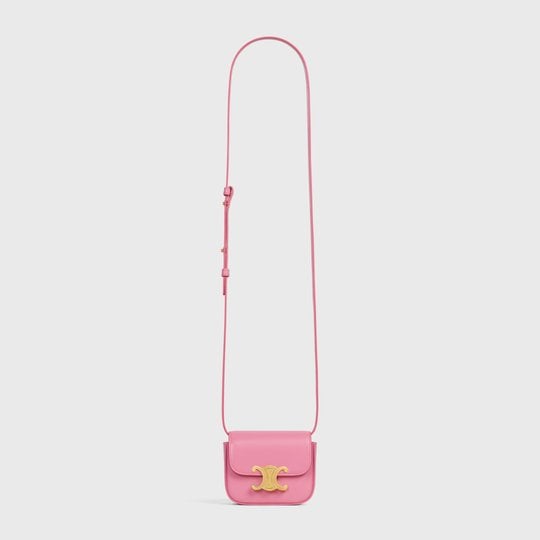 Flamingo Mini Triomphe In Shiny Calfskin - Leather Women's Handbag - Bagsfits