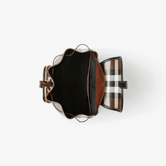 Check and Leather Backpack - Leather Women's Backpack - Bagsfits