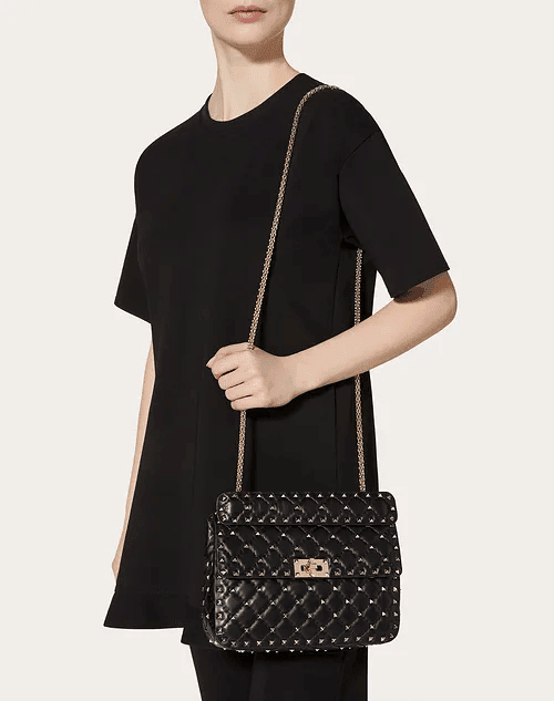 Medium Rockstud Spike Nappa Leather Bag - Leather Women's Handbag - Bagsfits