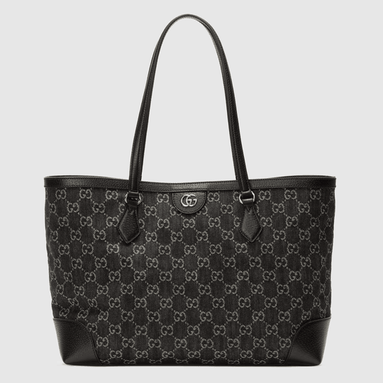 Black Ophidia GG Medium Tote With Web - Leather Women's Handbag - Bagsfits