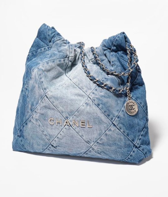 Washed Denim & Silver-Tone Metal Chnl 22 Handbag - Leather Women's Handbag - Bagsfits
