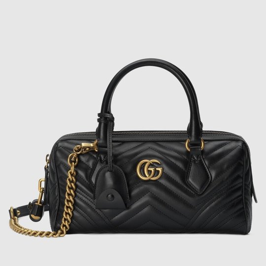 Black GG Marmont Small Top Handle Bag - Leather Women's Bag - Bagsfits