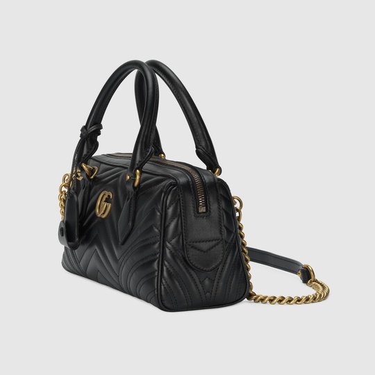 Black GG Marmont Small Top Handle Bag - Leather Women's Bag - Bagsfits