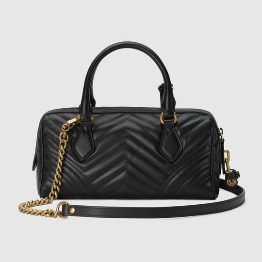 Black GG Marmont Small Top Handle Bag - Leather Women's Bag - Bagsfits