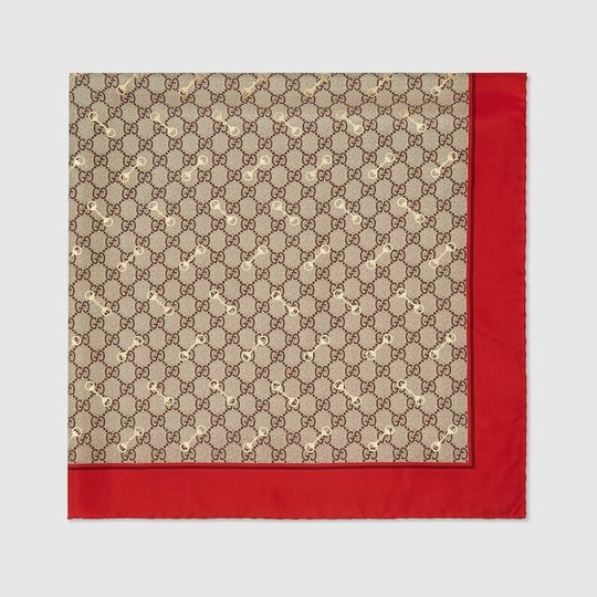 GG Print With Horsebit Silk Carré - Scarf & Shawl