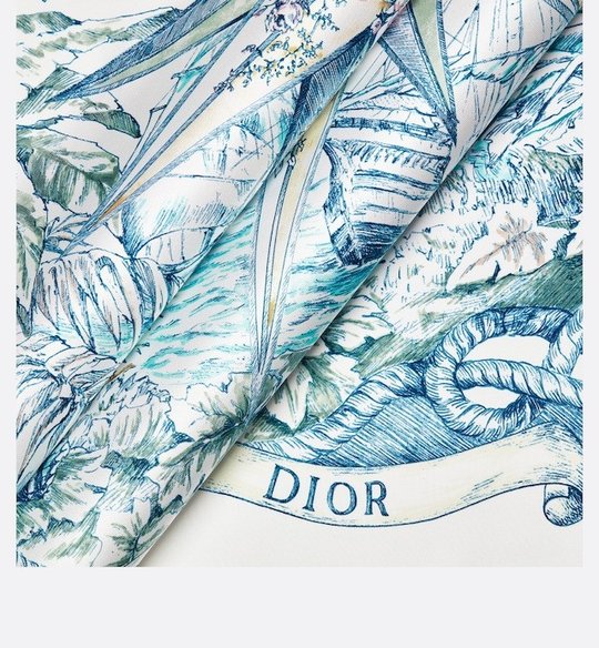 Ecru Multicolor Silk Twill Rêve D'Infini 90 Square Scarf - Scarf & Shawl