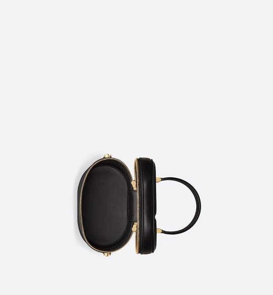 Black Calfskin with Embossed CD Signature Small CD Signature Vanity Case - Leather Women's Bag - Bagsfits