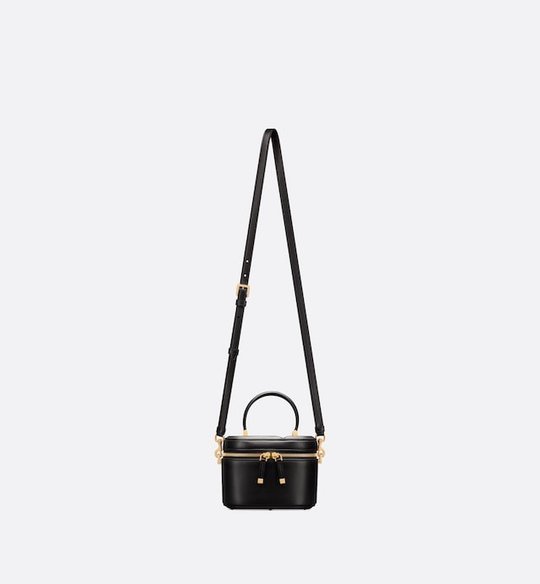 Black Calfskin with Embossed CD Signature Small CD Signature Vanity Case - Leather Women's Bag - Bagsfits