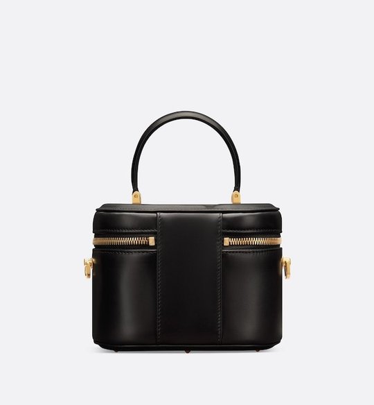 Black Calfskin with Embossed CD Signature Small CD Signature Vanity Case - Leather Women's Bag - Bagsfits
