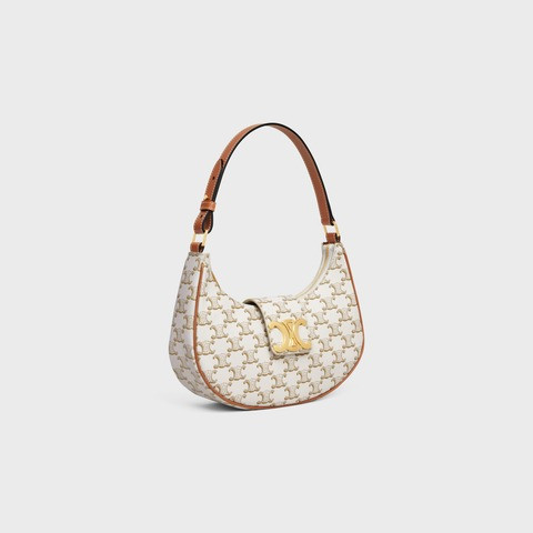 Ava Triomphe Soft Bag In Triomphe Canvas And Calfskin White - Leather Women's Bag - Bagsfits