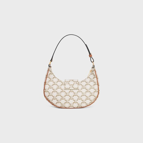 Ava Triomphe Soft Bag In Triomphe Canvas And Calfskin White - Leather Women's Bag - Bagsfits