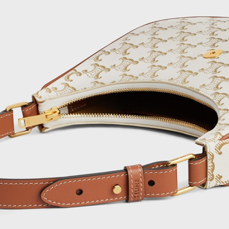 Ava Triomphe Soft Bag In Triomphe Canvas And Calfskin White - Leather Women's Bag - Bagsfits