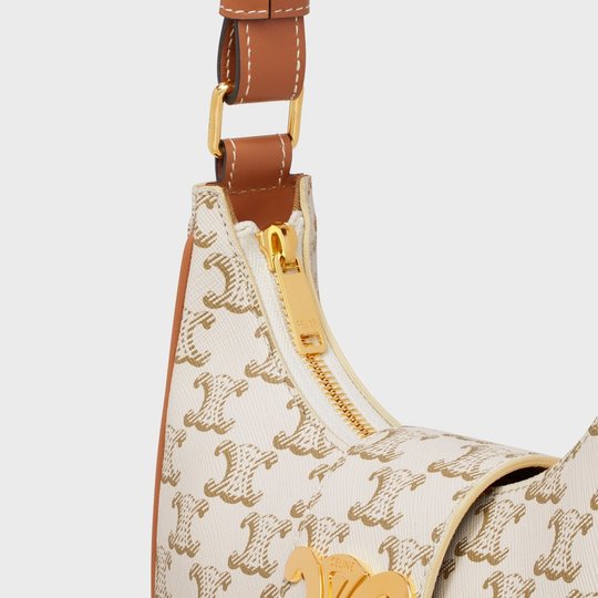 Ava Triomphe Soft Bag In Triomphe Canvas And Calfskin White - Leather Women's Bag - Bagsfits