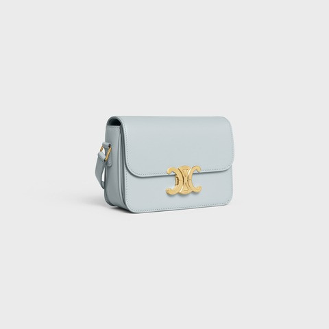 Teen Triomphe Bag In Shiny Calfskin Soft Blue - Leather Women's Bag - Bagsfits
