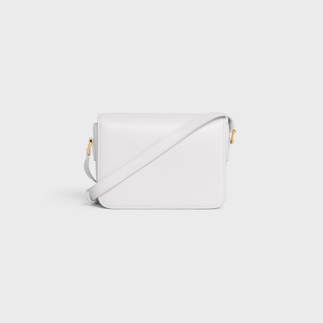 Teen Triomphe Bag In Shiny Calfskin Arctic White - Leather Women's Bag - Bagsfits