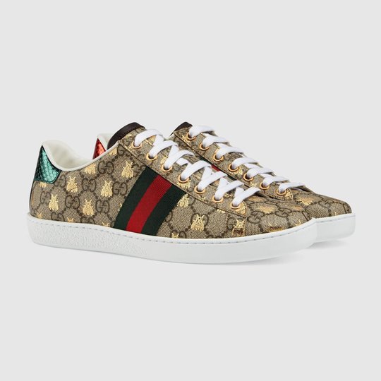 Women's Ace Sneaker Supreme Canvas With Gold Bees - Women's Designer Sneaker