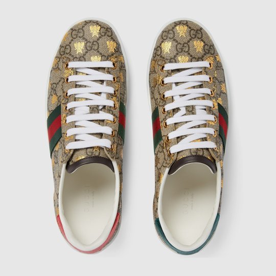Women's Ace Sneaker Supreme Canvas With Gold Bees - Women's Designer Sneaker